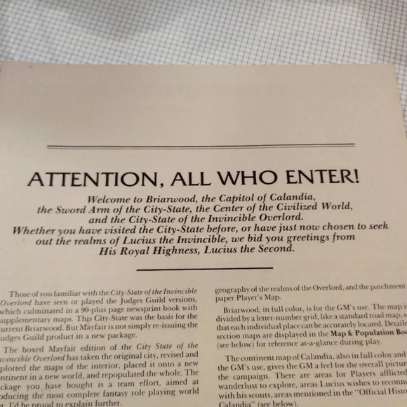 Vintage City State of the Invincible Overlord RPG Gygax TSR 1987 City-State - Picture 8 of 16